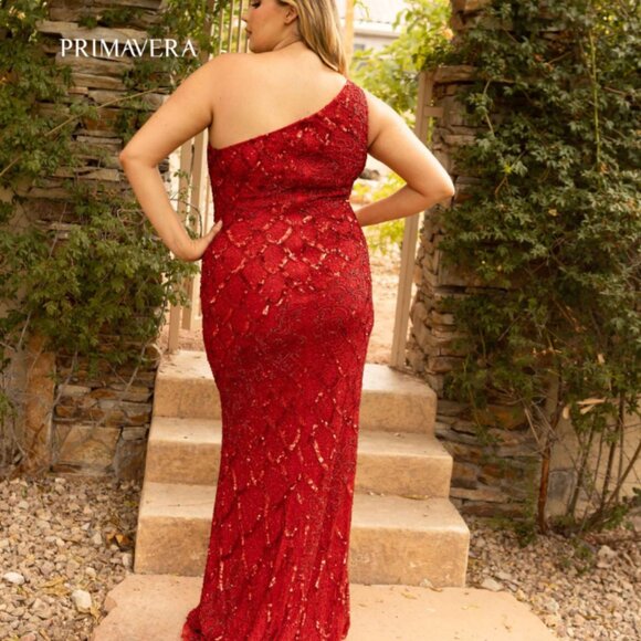Primavera Couture Beaded One Shoulder Prom Dress - Picture 2 of 2